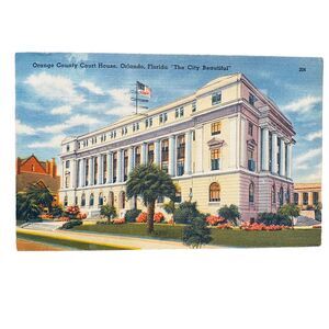 1950s Vintage Postcard Orlando Court House Building Architecture Florida FL